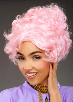 Greatest Showman Style Curly Pink Trapeze Artist Wig