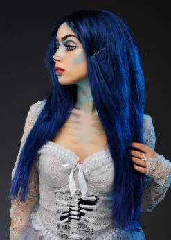 Womens Deluxe Dark Blue Corpse Bride Style Wig -Halloween Fans Shop dark blue corpse bride wig 03