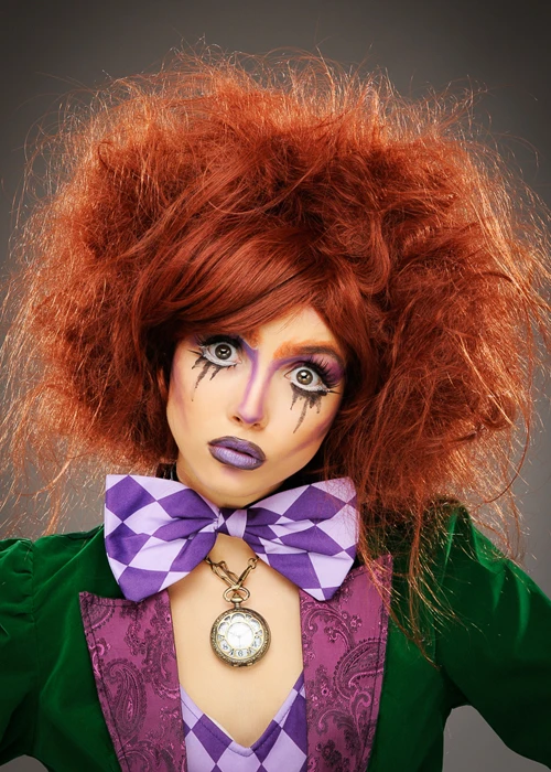 Womens Deluxe Auburn Backcombed Mad Hatter Wig 3 Womens Deluxe Auburn Backcombed Mad Hatter Wig