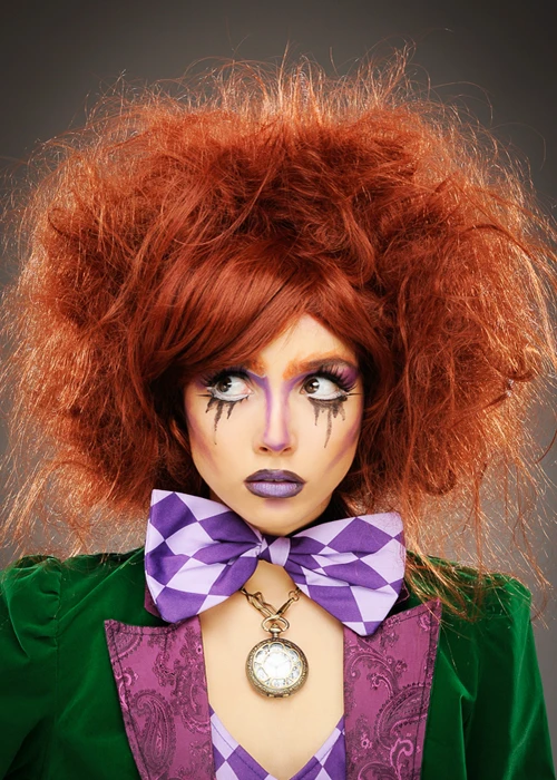 Womens Deluxe Auburn Backcombed Mad Hatter Wig 6 Womens Deluxe Auburn Backcombed Mad Hatter Wig - Image 4