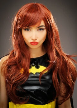 Womens Deluxe Long Auburn Batgirl Style Wig