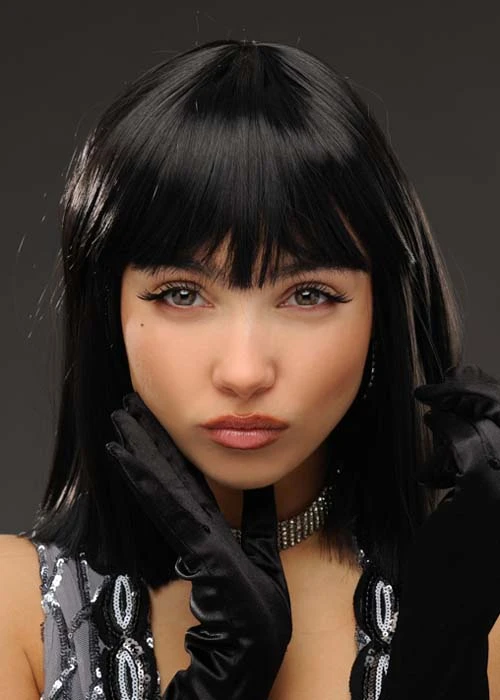 Ladies 20s Black Blunt Bob Lola Wig 3 Ladies 20s Black Blunt Bob Lola Wig