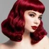 Womens Deluxe Gothic Wavy Burgundy Burlesque Wig -Halloween Fans Shop deluxe burgundy gothic 1940s wig 72145