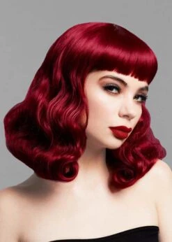 Womens Deluxe Gothic Wavy Burgundy Burlesque Wig