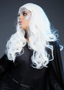 Womens Deluxe Long White Storm Style Wig 7 Womens Deluxe Long White Storm Style Wig -Halloween Fans Shop deluxe curly storm wig 02