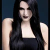 Deluxe Gothic Long Black Amber Wig -Halloween Fans Shop deluxe gothic black amber wig