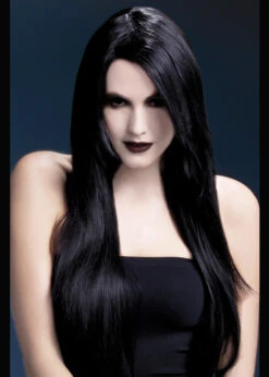 Deluxe Gothic Long Black Amber Wig