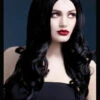 Deluxe Gothic Curly Black Rhianne Wig -Halloween Fans Shop deluxe gothic black rhianne wig