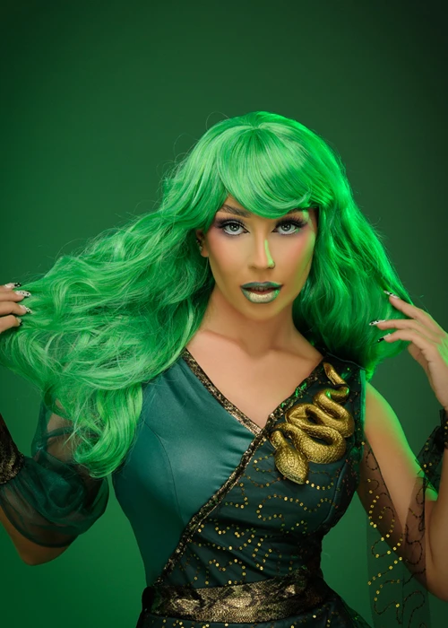 Womens Deluxe Curly Green Medusa Wig 4 Womens Deluxe Curly Green Medusa Wig - Image 2