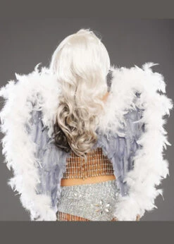 Deluxe Grey And White Diamante Angel Feather Wings 8 Deluxe Grey And White Diamante Angel Feather Wings -Halloween Fans Shop deluxe grey feather rhinestone angel wings 02
