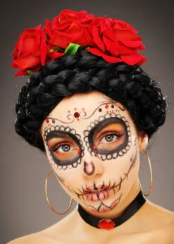 Dia De Los Muertos Red Rose Flower Headband