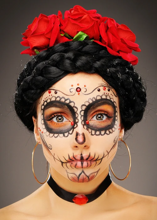 Dia De Los Muertos Red Rose Flower Headband 4 Dia De Los Muertos Red Rose Flower Headband - Image 2