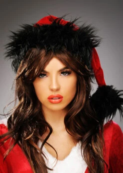 Womens Christmas Deluxe Red And Black Santa Hat