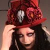 Halloween Deluxe Voodoo Burgundy Top Hat With Feathers 2 Halloween Deluxe Voodoo Burgundy Top Hat With Feathers -Halloween Fans Shop deluxe voodoo burgundy top hat