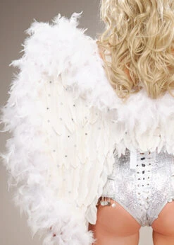 Deluxe Sparkle Large White Feather Angel Wings -Halloween Fans Shop deluxe white feather wings diamante 03