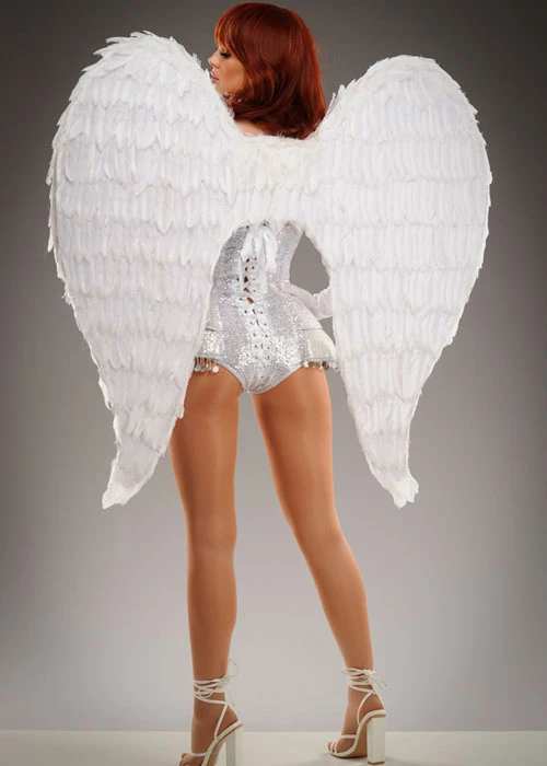 Womens Stunning Deluxe XL White Feather Angel Wings 7 Womens Stunning Deluxe XL White Feather Angel Wings - Image 5
