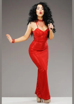 Womens Diana Ross Style Costume With Wig 9 Womens Diana Ross Style Costume With Wig -Halloween Fans Shop diana ross costume 03