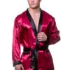 Mens Hugh Hefner Style Red Satin Smoking Jacket