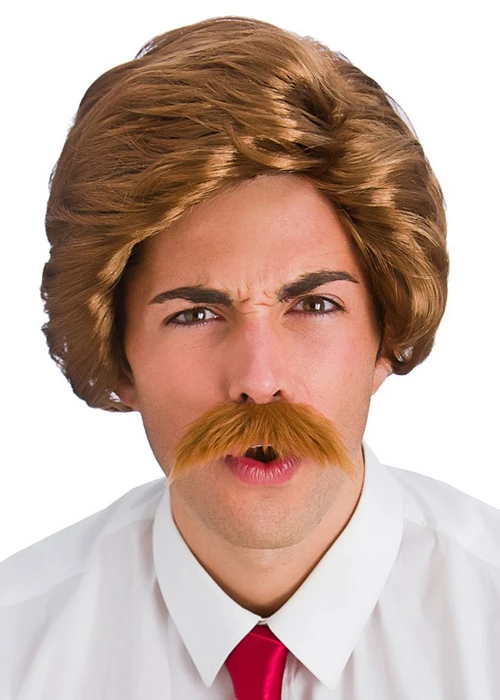 70s News Guy Anchorman Style Wig And Moustache 3 70s News Guy Anchorman Style Wig And Moustache