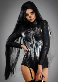Ladies Halloween Extra Long Black Wig 7 Ladies Halloween Extra Long Black Wig -Halloween Fans Shop extra long black halloween wig 02