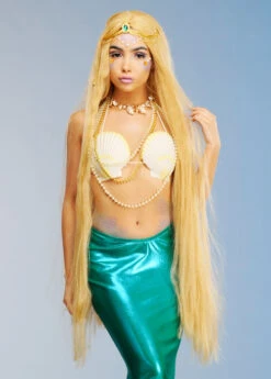 Womens Extra Long Blonde Mermaid Wig