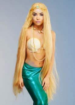 Womens Extra Long Blonde Mermaid Wig -Halloween Fans Shop extra long blonde mermaid wig 01