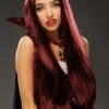 Halloween Gothic Vampire Extra Long Burgundy Wig 1 Halloween Gothic Vampire Extra Long Burgundy Wig -Halloween Fans Shop extra long burgundy vampire wig L0962