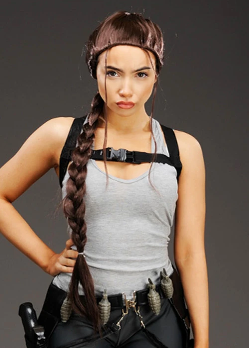 Womens Brown Plaited Lara Croft Style Wig 4 Womens Brown Plaited Lara Croft Style Wig - Image 2