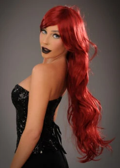 Womens Deluxe Halloween Long Burgundy Vampire Wig