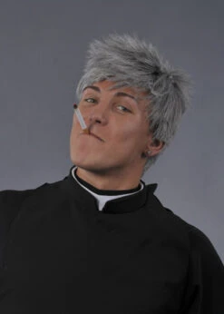 90s TV Character Father Ted Style Grey Male Wig