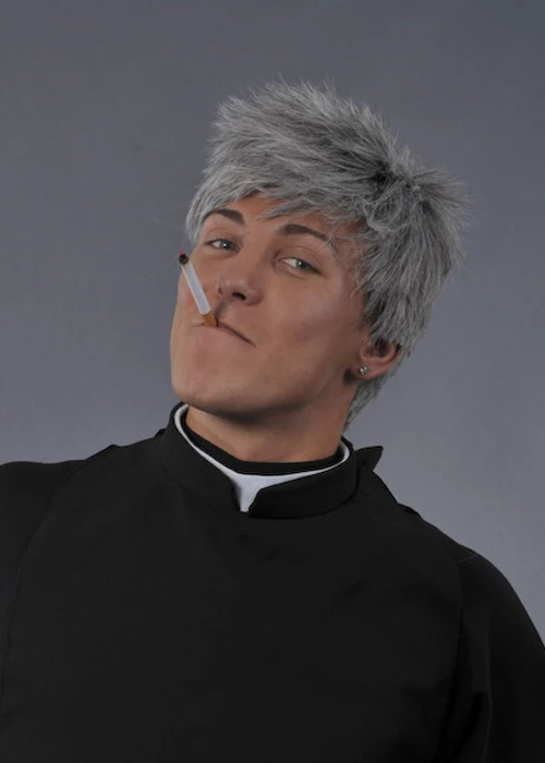 90s TV Character Father Ted Style Grey Male Wig 3 90s TV Character Father Ted Style Grey Male Wig