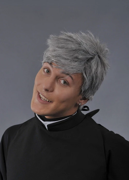 90s TV Character Father Ted Style Grey Male Wig 5 90s TV Character Father Ted Style Grey Male Wig - Image 3