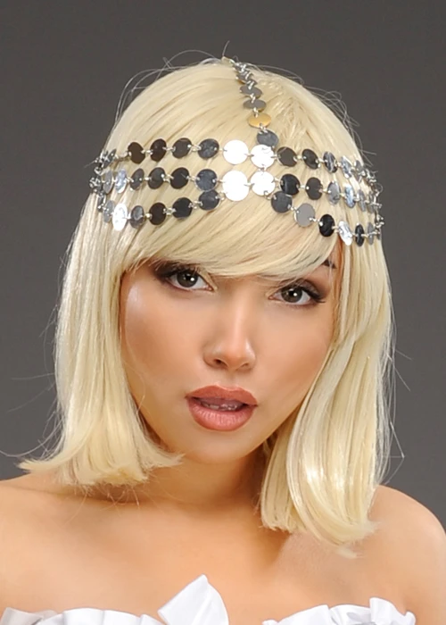 Womens 1920s Charleston Silver Coin Headpiece 3 Womens 1920s Charleston Silver Coin Headpiece