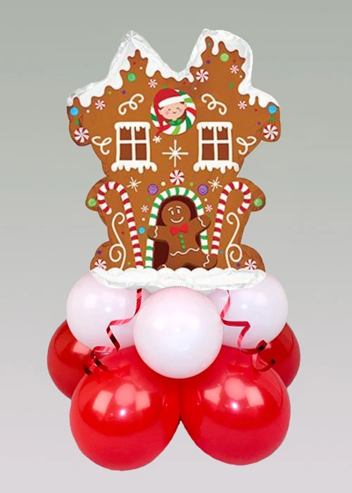 Inflated Christmas Gingerbread House Mini Balloon Centrepiece 3 Inflated Christmas Gingerbread House Mini Balloon Centrepiece