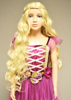 Childrens Rapunzel Princess Long Curly Blonde Wig