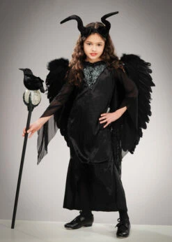 Childrens Deluxe Maleficent Style Costume With Wings