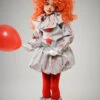 Girls New Pennywise Style Grey It Clown Costume -Halloween Fans Shop girls grey it clown outfit 87696
