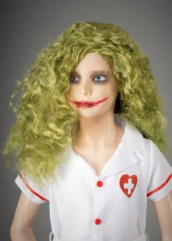 Kids The Joker Style Girls Messy Long Green Wig