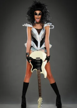 Womens Kiss Style Silver Glam Rock Costume -Halloween Fans Shop glam rock kiss costume 86852 02