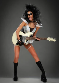 Womens Kiss Style Silver Glam Rock Costume -Halloween Fans Shop glam rock kiss costume 86852 03
