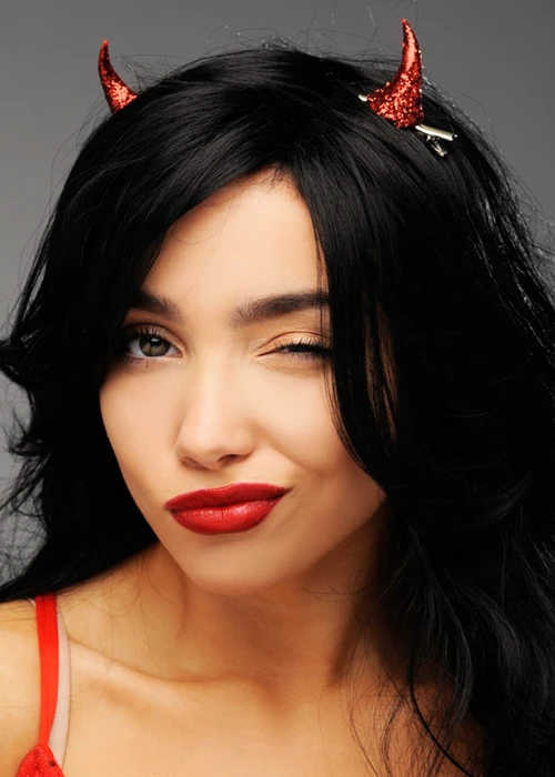 Halloween Red Glitter Devil Horns Hair Clips 4 Halloween Red Glitter Devil Horns Hair Clips - Image 2