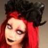 Womens Deluxe Voodoo Priestess Black Ram Horn Headpiece -Halloween Fans Shop gothic black ram fantasy headpiece