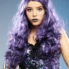 Womens Gothic Long Dark Purple Evil Mermaid Wig