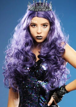 Womens Gothic Long Dark Purple Evil Mermaid Wig -Halloween Fans Shop gothic mermaid purple wig 02