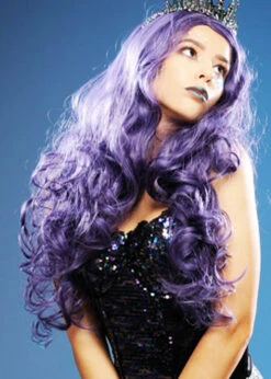 Womens Gothic Long Dark Purple Evil Mermaid Wig -Halloween Fans Shop gothic mermaid purple wig 03