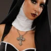 Gothic Nun Jewel Cross Halloween Necklace