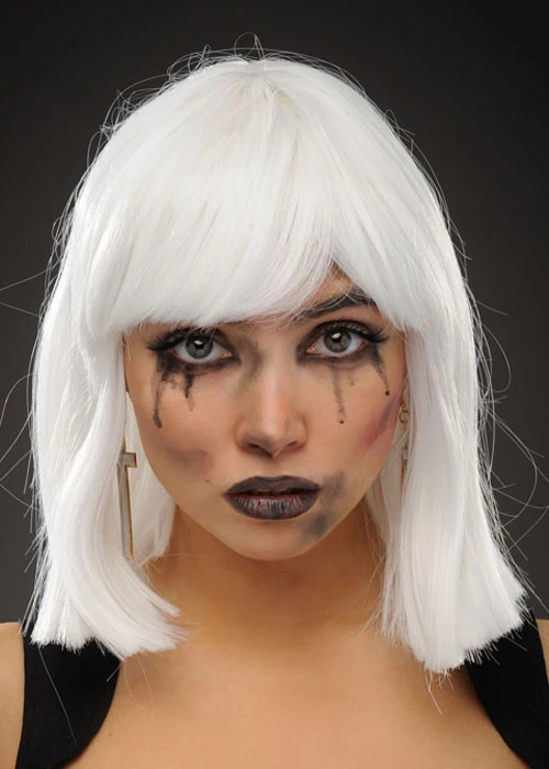 Womens Halloween Deluxe Gothic White Blunt Wig 3 Womens Halloween Deluxe Gothic White Blunt Wig