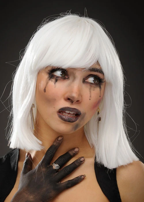 Womens Halloween Deluxe Gothic White Blunt Wig 4 Womens Halloween Deluxe Gothic White Blunt Wig - Image 2