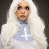 Womens Halloween Deluxe Long White Gothic Nun Wig 2 Womens Halloween Deluxe Long White Gothic Nun Wig -Halloween Fans Shop gothic white nun wig