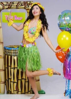 Womens Short Green Hula Grass Skirt